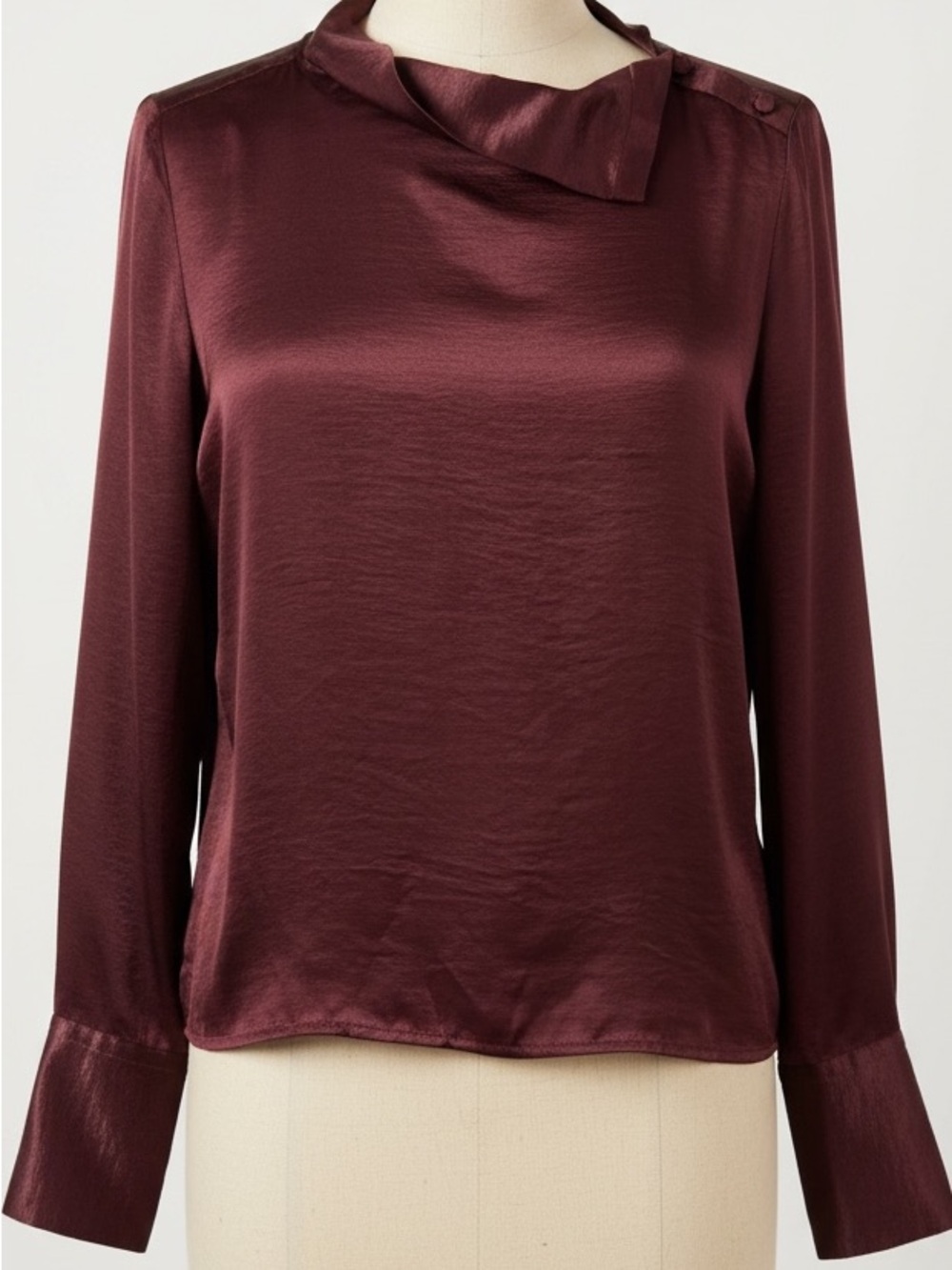 M.i.h Jeans Women's Satin Long-Sleeve Blouse in Deep Wine